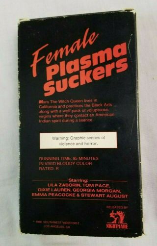 1988 Female Plasma Suckers VHS BOX ONLY Blood Orgy She - Devils Rare Vampires 2