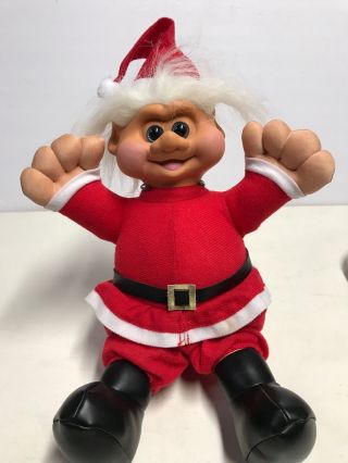 Vintage Troll Santa Claus 14” Plush Stuffed Toy Christmas Decor Red Suit J