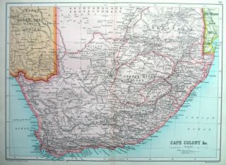 Antique Map Of Africa Cape Colony Cape Town 1910 John Bartholomew & Co