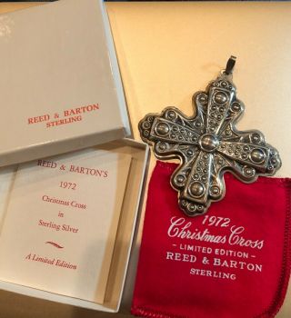 Antique Vintage Reed & Barton Sterling Silver Cross Christmas Ornament 1972