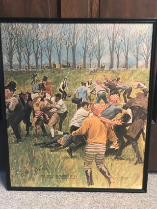 Vintage Rare Print First Football Game 1869 - 1969 Anniversary Rutgers Princeton