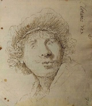 Old Master Drawing Antique ink handmade laid paper Rembrandt Van Rijn 16th rare 2