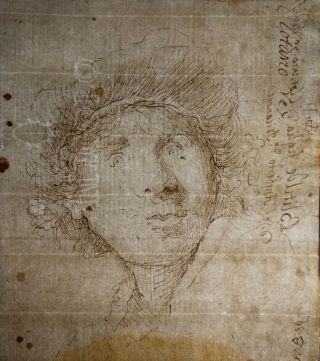 Old Master Drawing Antique ink handmade laid paper Rembrandt Van Rijn 16th rare 3