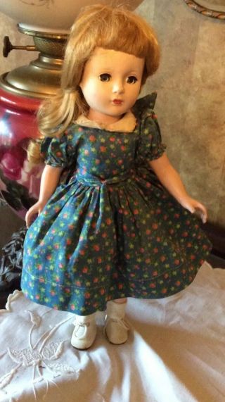 Vintage 1950’s Madame Alexander 15 " Flat Foot Doll With Tagged Dress