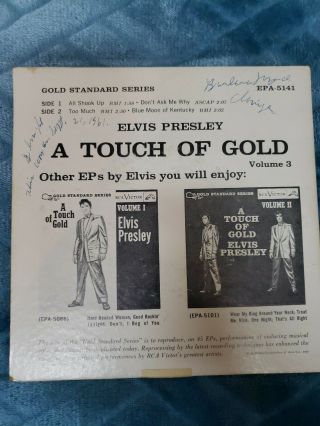 ELVIS PRESLEY VINTAGE MEGA RARE RECORD A TOUCH OF GOLD EPA 5141 VOL.  3 FROM 1960 2