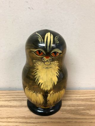 Vintage Hand Crafted Cat Russian Nesting Doll
