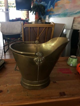 Vintage Brass/copper Fireplace Log/coal Bucket