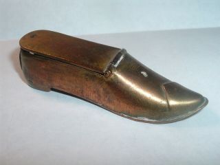 Antique Victorian Brass Shoe Match Holder /striker & Cigar Cutter Tool 1800s