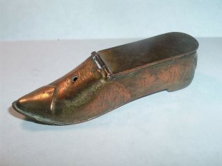 Antique Victorian Brass Shoe Match Holder /Striker & Cigar Cutter Tool 1800s 2