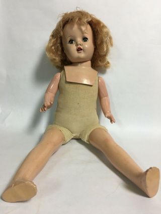 Unmarked Composition Doll Cloth Body Vintage 1940s Sleepy Crier Open Mouth Teeth