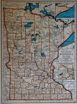 L@@k Vintage 1940 World Atlas Map Of Minnesota & Mississippi Wwii War Map Old