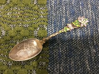 Sterling Silver,  Enamel Souvenir Spoon - Denver Colorado State Capitol