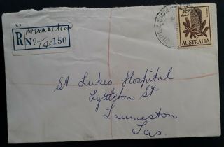 Rare 1962 Australia 2/5 - Banksia Stamp Cover - Manuscript Reg Label - Mt Direction