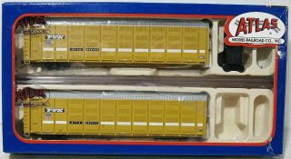 2 N Scale Atlas Articulated Auto Carrier Ttx Union Pacific Set Rare.  Scroll