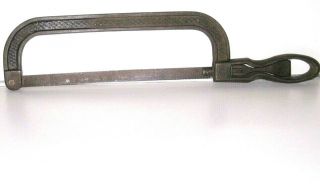 Antique Vintage Small Hacksaw 13.  5 " Long 8 " Blade All Metal Decorative Design