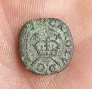 Charles 1st Hammered Copper Rose Farthing / Dated 1626 - 1649 / Rare Rose Type 2