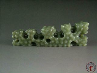 Old Chinese Celadon Nephrite Jade Mountain Style Brush Holder Statue Natural
