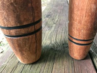 Two Vintage Antique Wood Exercise Juggling Carnival Circus Bowling Pins Clubs 3