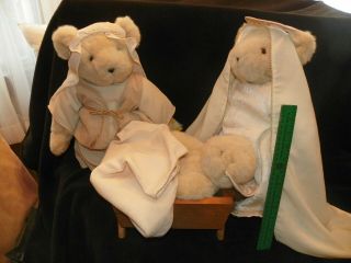 Rare Vermont Teddy Bear Nativity 4 Piece Set Large Size With Kathy Straube