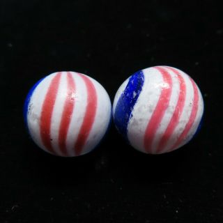 Two Peppermint Marbles With Flaws 3/4 