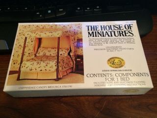 1/12 Scale Chippendale Canopy Bed Kit 40014 House Of Miniatures Open Complete