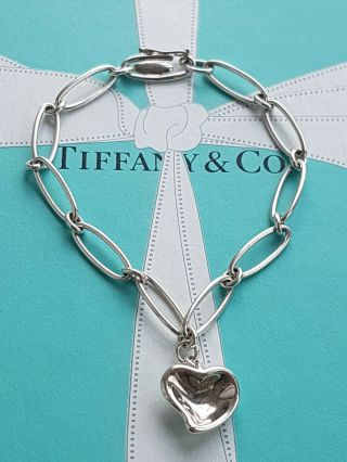 Authentic Rare Tiffany & Co Elsa Peretti Full Heart Oval Link Bracelet, 3