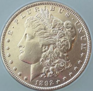 Rare Date 1892 P Morgan Silver Dollar Estate $1 Au/unc