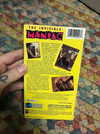THE INVISIBLE MANIAC HORROR SOV SLASHER RARE OOP VHS BIG BOX SLIP 3