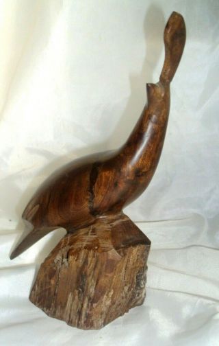 Vintage Hand Carved Ironwood Quail Bird Sculpture Wood Bird Statue 8 1/2 "