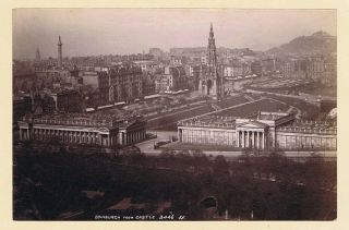 Edinburgh Viewed From The Castle - Antique Albumen Photograph C1890 By Valentine