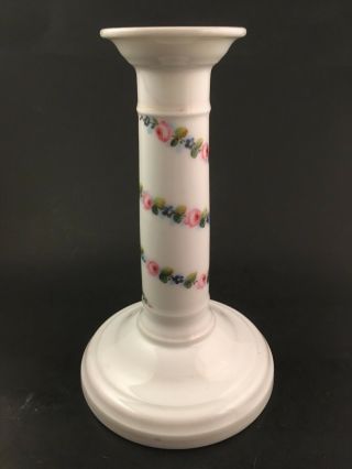 Old Paris Porcelain Candlestick Classical Empire Forget - Me - Not & Rose C1830 - 40s