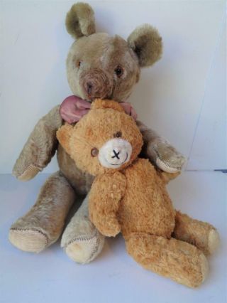 2 Antique Vintage Mohair Teddy Bears Jointed 18 ",  Knickerbocker Old Fashioned
