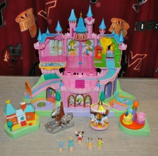 Rare Vtg Polly Pocket Disney Magic Kingdom Train Castle Bluebird & 5 Figures