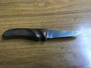 Gerber First Folding Hunter Knife Checkered Wood Handle Rare 70 