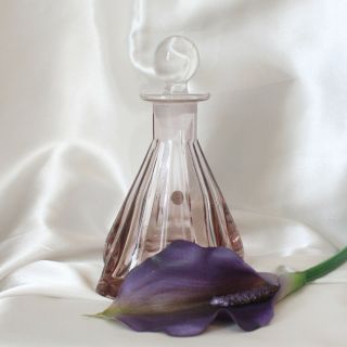 Vintage Purple Ombre Art Deco Thick Glass Ball Stopper Perfume Bottle Decanter