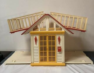 Vintage 1970s Barbie Doll Dream House Cottage Yellow Orange Patio Doors
