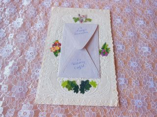 Rare Victorian Paper Lace Valentine Card/lady 