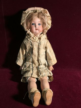 Antique German Bisque & Leather Sleepy Eyes Doll