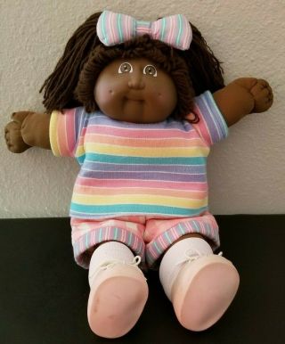 Vintage Cabbage Patch Doll Black African American Girl 1985 Vtg Cute