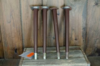 Set 4 Vintage Mid Century Modern Tapered Wood Table Legs With Brackets
