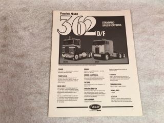 Rare Peterbilt Trucks Model 362 Dealer Sales Brochure
