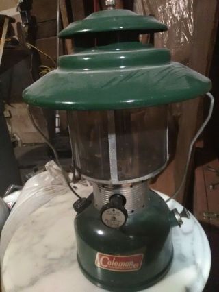 Vintage Green Coleman Gas Camping Lantern Model 220f 228f 1964 Pyrex Globe