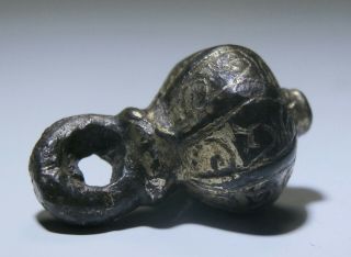Rare Ancient Norse Viking Silver Hair Braid Bead And Silver Gilt Drop Pendant