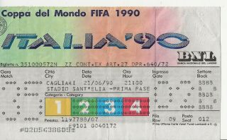 World Cup 1990 Engand V Egypt Rare Match Ticket