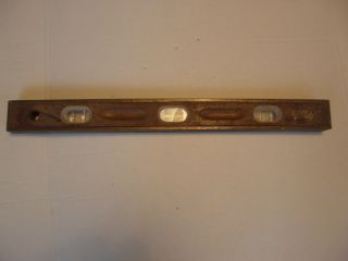 Mays Vintage Antique Brass And Wood Carpentry Level 24 "