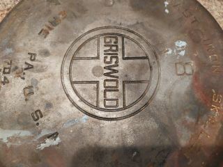 Antique Griswold 10 - 1/2 " Diameter No.  8 Cast Iron Skillet Logo 704 E Erie