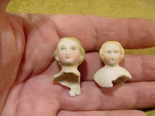 2 X Excavated Lovely Painted Vintage Victorian Doll Head Kister Age 1860 13408