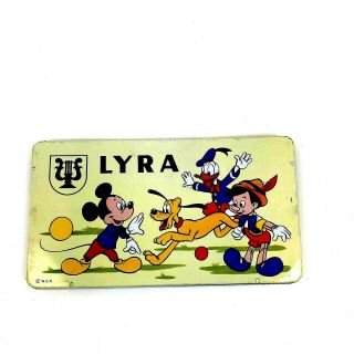 Walt Disney Mickey Mouse Donald Duck Pinocchio Tin Rare Pencils Vintage Lyra