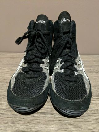Rare ASICS Cael V4.  0 Black Gray Silver Wrestling Shoes Size 6 J901Y 2