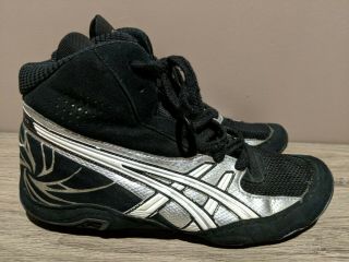 Rare ASICS Cael V4.  0 Black Gray Silver Wrestling Shoes Size 6 J901Y 3